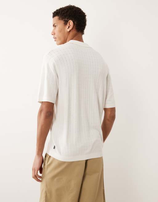 Polo blanco con patrón cuadriculado texturizado de punto de Jack & Jones, 5 de 5