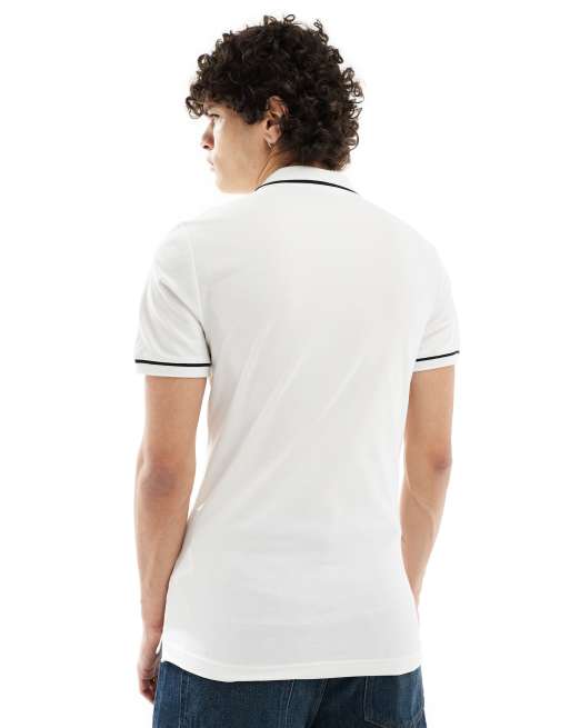 Polo blanco de corte slim con ribetes de Calvin Klein Jeans, 2 de 4