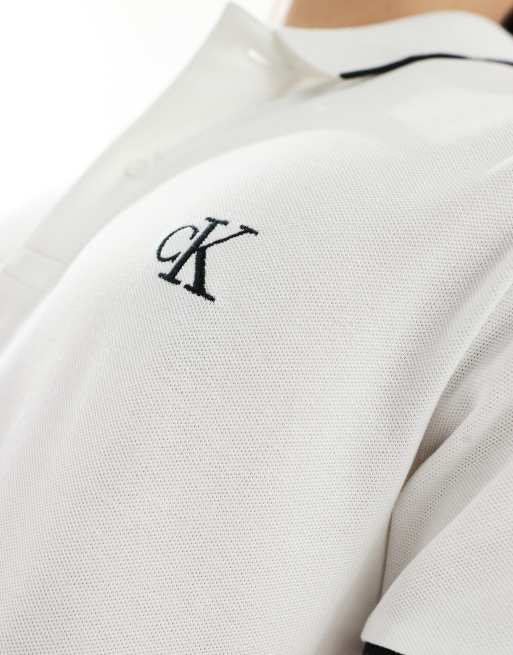 Polo blanco de corte slim con ribetes de Calvin Klein Jeans, 4 de 4