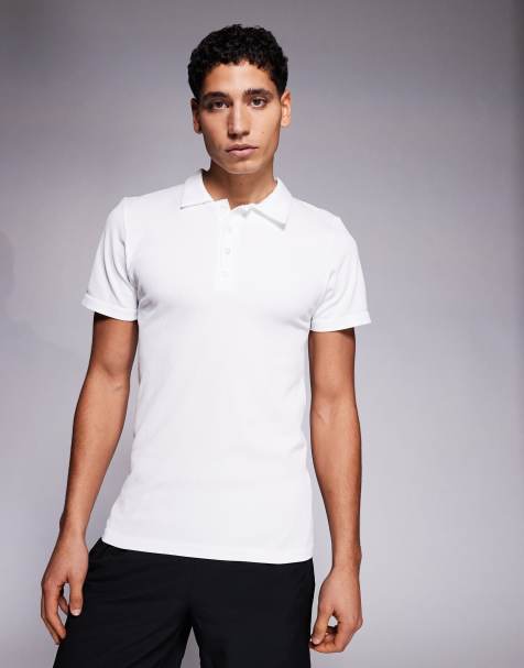 Polo blanco de corte slim de canalé sin costuras de 4505 - view 1