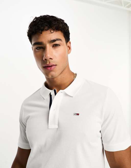 Polo blanco de corte slim y manga corta con tapeta de Tommy Jeans, 3 de 4