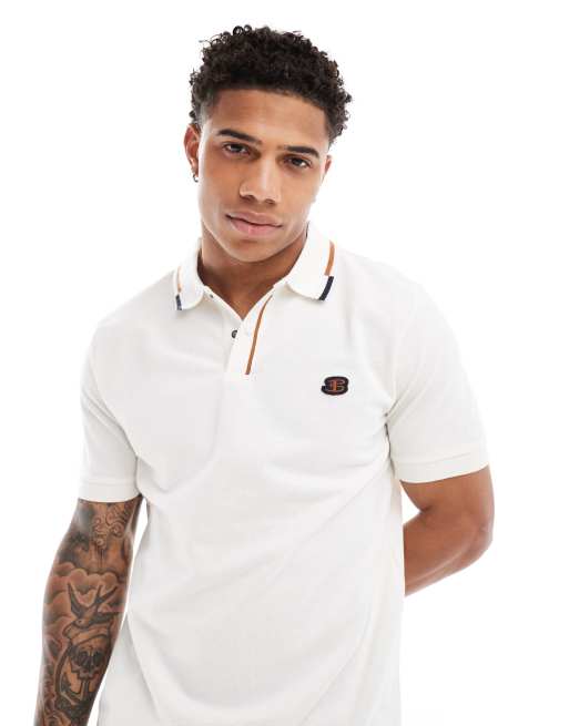 Polo blanco de piqué grueso texturizado de Ben Sherman