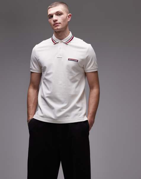Polo blanco hueso de corte estándar con ribetes de Tommy Hilfiger - view 1
