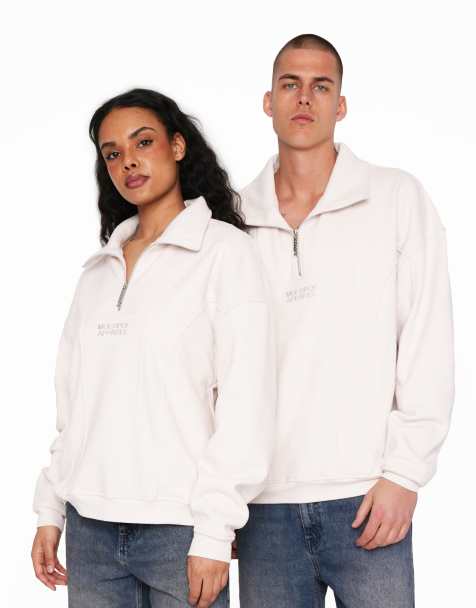 Polo blanco hueso extragrande con media cremallera Day Explorer de Multiply Apparel - view 1