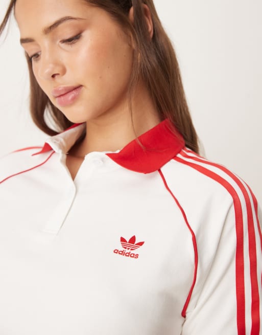 Polo Adidas Originals Adidas Rayas Polo Blanco Y Rojo Con Rayas