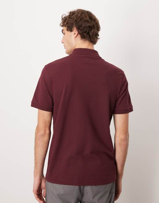 Polo burdeos de corte estándar de piqué Essentials de ASOS DESIGN, 3 de 5