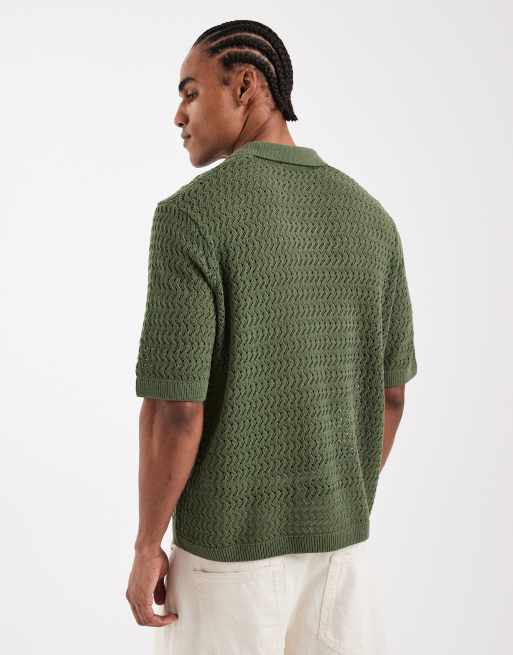 Polo caqui con muesca en el cuello de punto calado de ONLY & SONS, 3 de 5