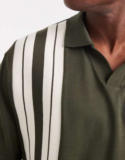 Polo caqui de corte cuadrado holgado con detalle de panel de tejido grueso de ASOS DESIGN , 5 de 5