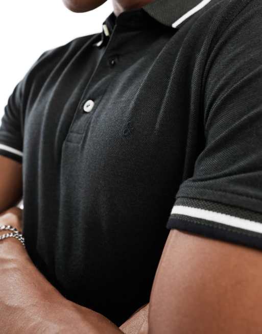 Polo caqui de corte slim con ribetes y logo de piqué de Jack & Jones, 2 de 4
