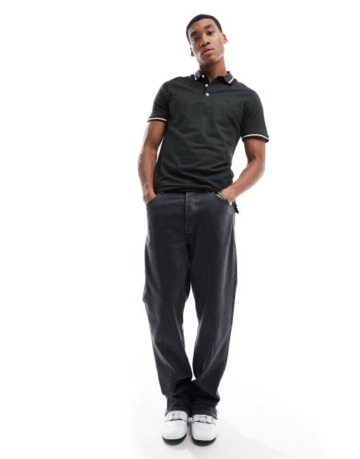 Polo caqui de corte slim con ribetes y logo de piqué de Jack & Jones, 3 de 4