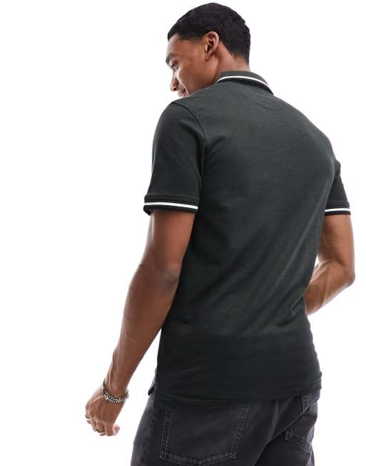 Polo caqui de corte slim con ribetes y logo de piqué de Jack & Jones, 4 de 4