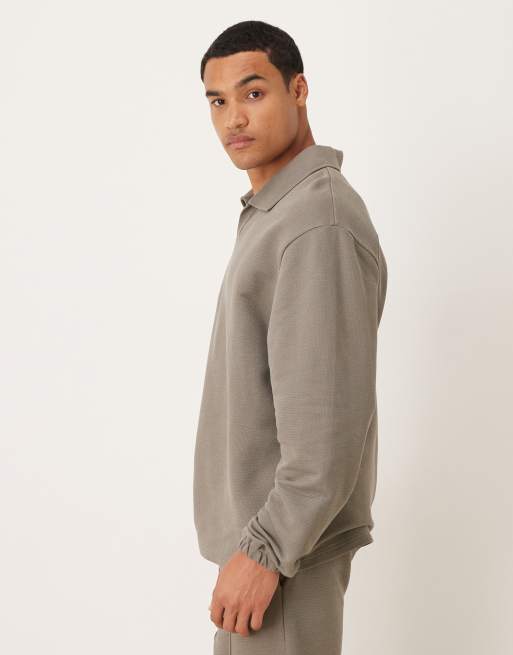 Polo caqui extragrande con cuello de solapas de piqué de ASOS DESIGN, 4 de 5
