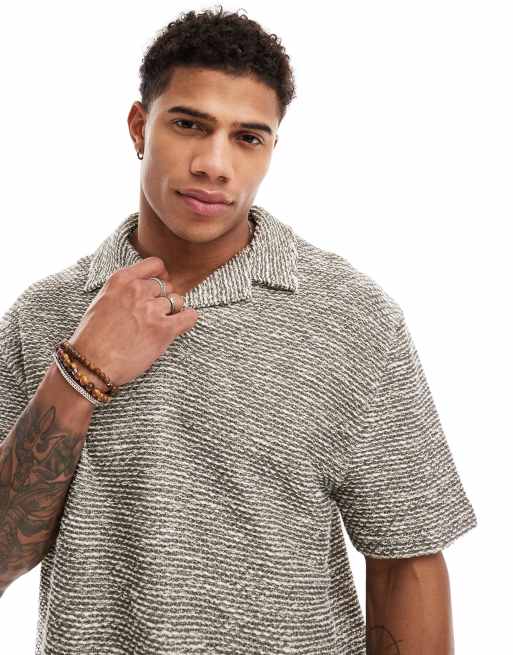 Polo caqui holgado con acabado texturizado de ASOS DESIGN (parte de un conjunto)