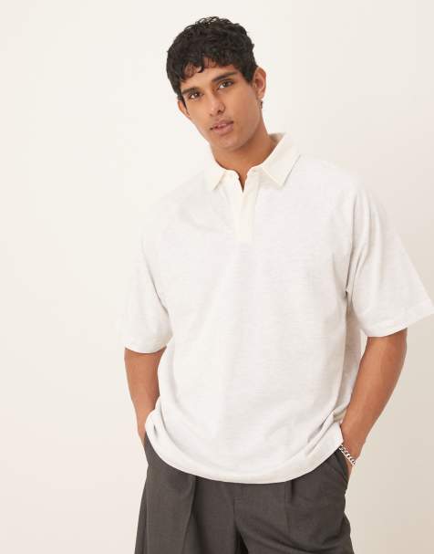 Polo color avena jaspeado extragrande de ASOS DESIGN - view 1