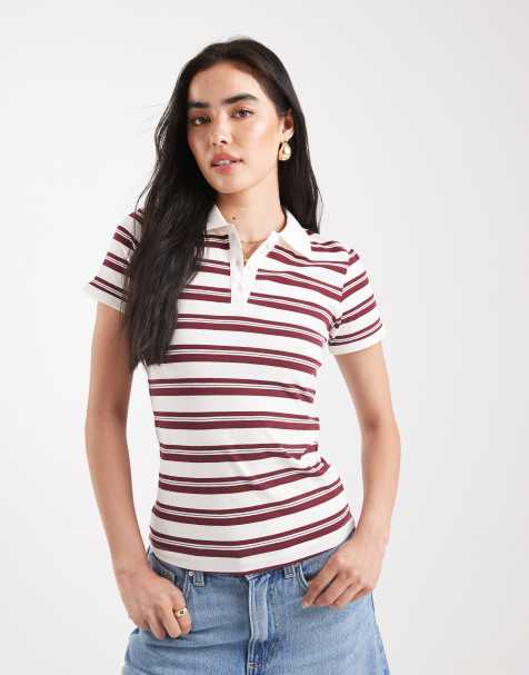 Polo color crema a rayas burdeos de JJXX - view 1
