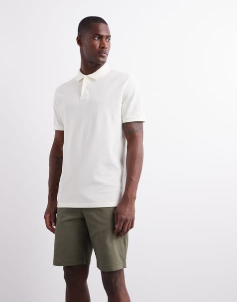 Polo color crema básico de corte estándar de piqué Essentials de ASOS DESIGN - view 1
