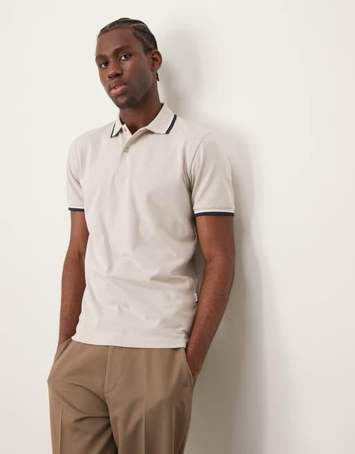Polo color crema con ribetes de Selected Homme
