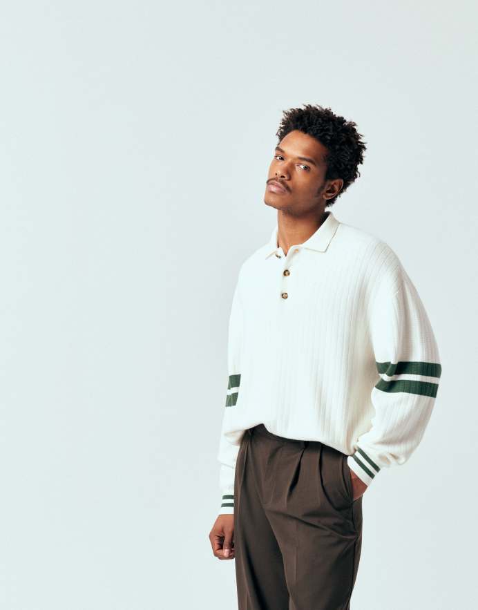 Tommy Jeans Polo color crema de manga larga de punto de estilo años 90 de