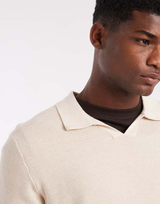 Polo color crema de manga larga de punto de Jack & Jones Premium, 5 de 5