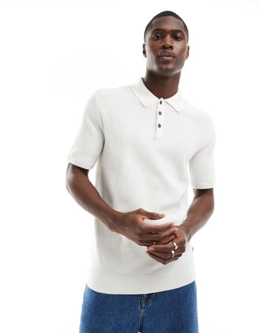 Polo color crema de punto de Jack & Jones