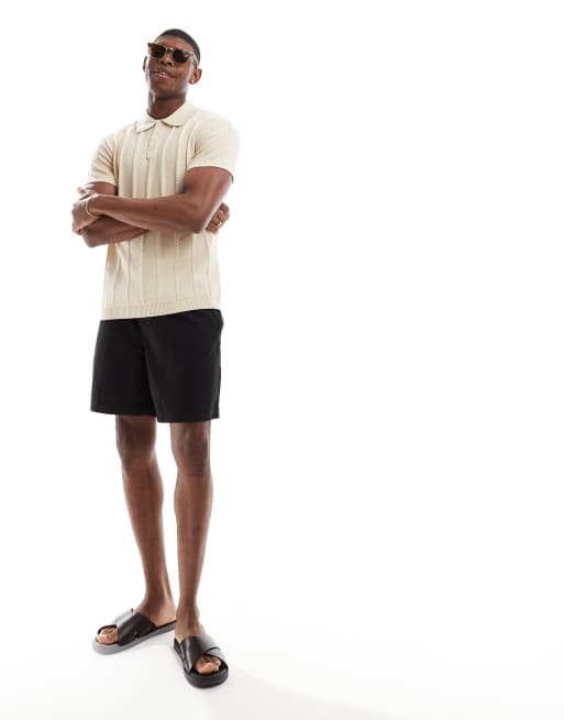 Polo color crema de punto texturizado de Selected Homme