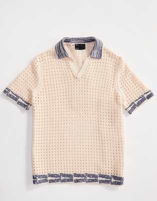 Crushed 'Deco' Collarless Polo