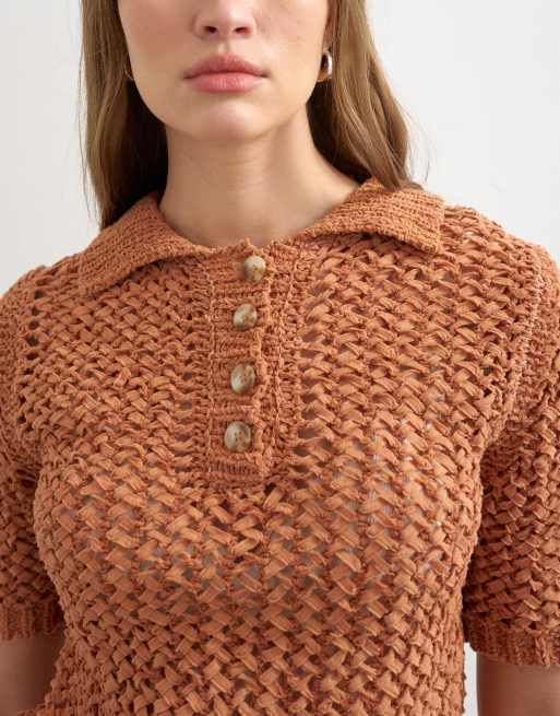 Polo color óxido de punto de cinta de Topshop, 3 de 4
