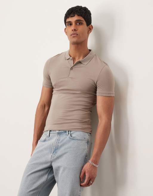 Polo color piedra ajustado de ASOS DESIGN