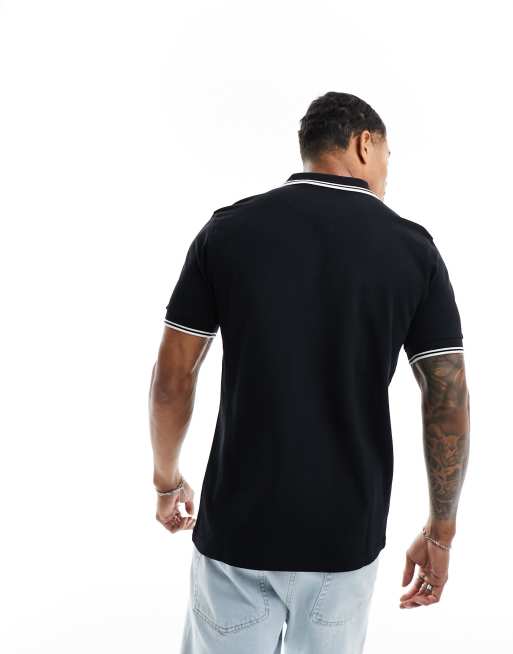 Polo con detalle de raya en negro Barton de Pretty Green, 3 de 4