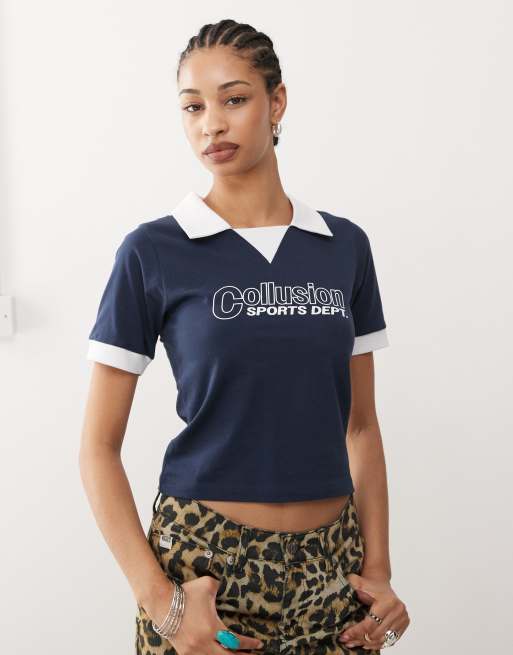Polo con diseño encogido de estilo deportivo de COLLUSION