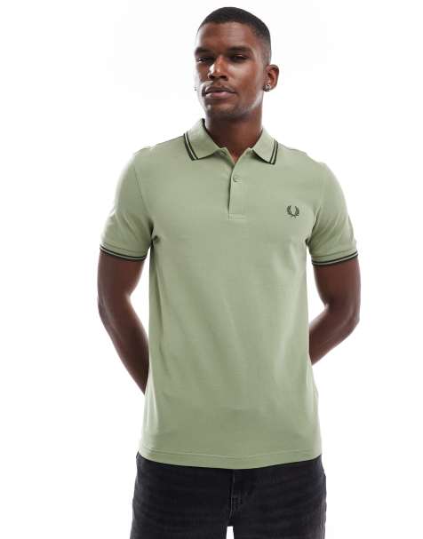 Polo con dos rayas en verde de Fred Perry - view 1