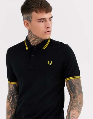 polo fred perry negro y amarillo