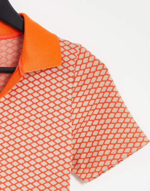 Polo corto naranja de punto de jacquard de Pimkie (parte de un conjunto), 3 de 4