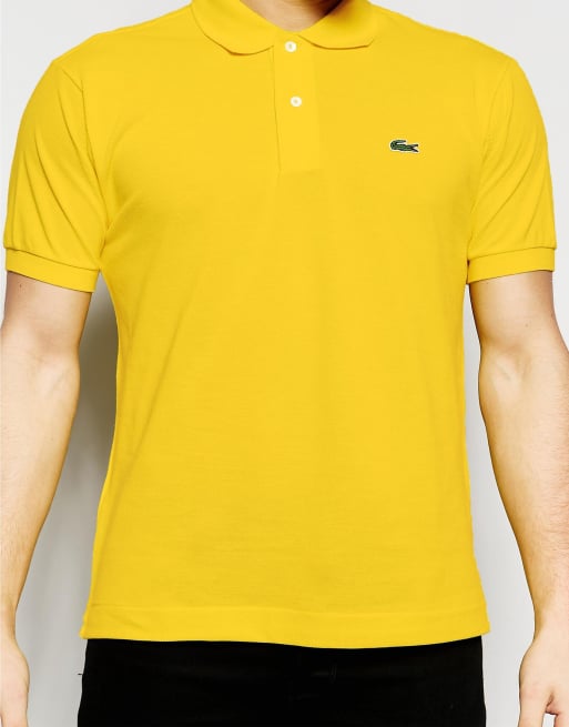 Polo de corte estándar amarillo con logo en forma cocodrilo Lacoste |