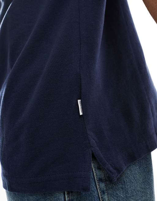 Polo de corte slim de piqué en azul marino Essentials de Jack & Jones, 3 de 4