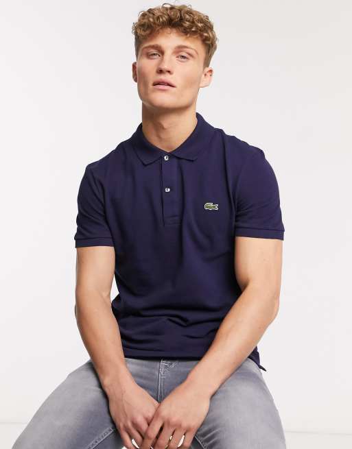Polo de piqué de corte slim en azul marino de Lacoste, 3 de 4