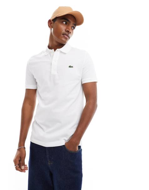 Lacoste Polo de manga corta a rayas para niño, Verde