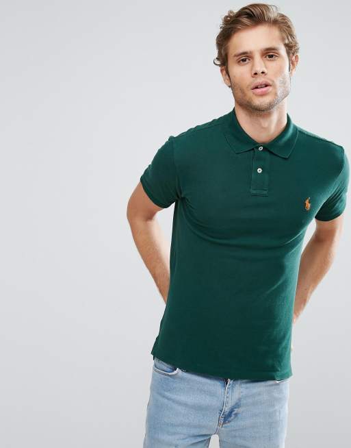 Polo de pique de corte slim en verde oscuro de Polo Ralph Lauren ASOS