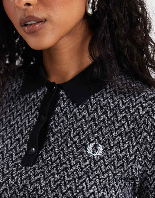 Polo de punto texturizado en negro de Fred Perry, 3 de 4