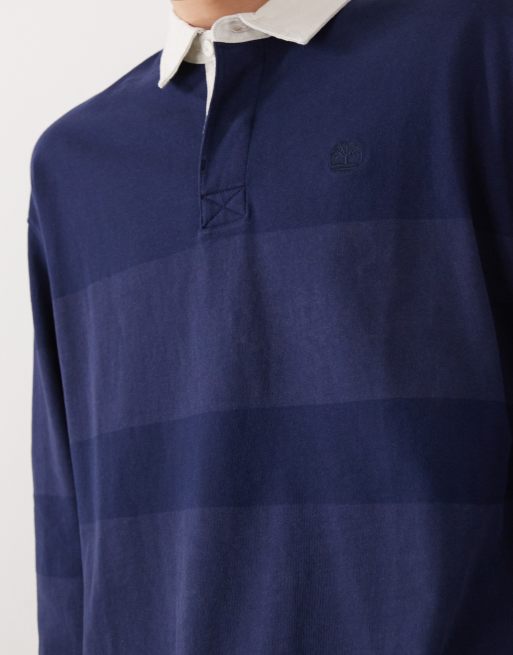 Polo de rugby azul marino a rayas de manga larga de Timberland, 5 de 5