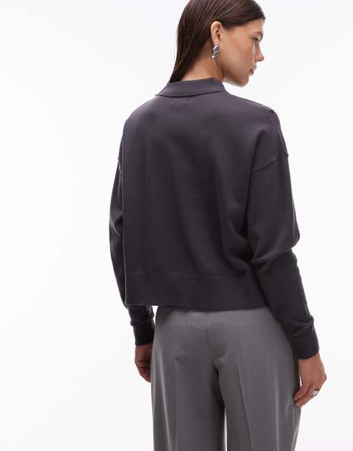 Polo de rugby gris estructurado de punto de ASOS DESIGN, 4 de 4