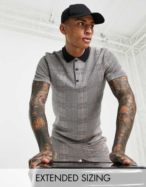 Polo de vestir a cuadros de ASOS DESIGN (parte de un conjunto)