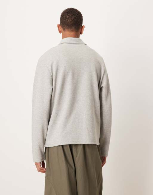 Polo de vestir gris jaspeado de manga larga de ASOS DESIGN, 3 de 5