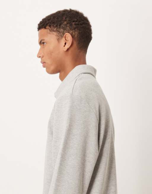Polo de vestir gris jaspeado de manga larga de ASOS DESIGN, 4 de 5