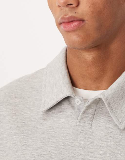Polo de vestir gris jaspeado de manga larga de ASOS DESIGN, 5 de 5