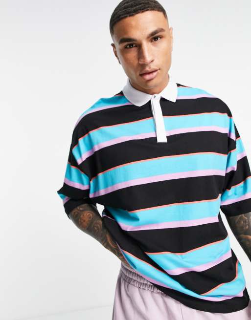 Polo extragrande a rayas de colores de ASOS DESIGN 