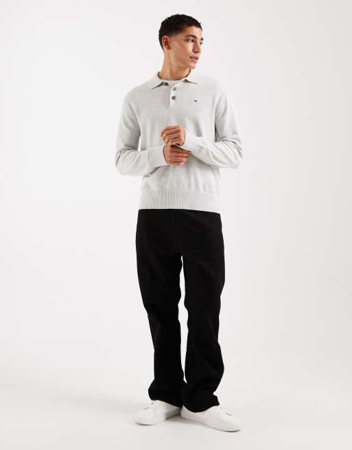 Polo gris básico de manga larga de punto de Tommy Jeans, 2 de 5