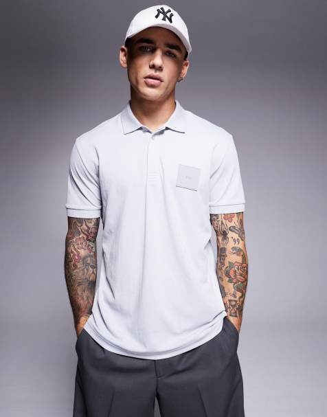 Polo gris claro de corte estándar con recuadro del logo de piqué Paddy DropNeedle de BOSS Green - view 1