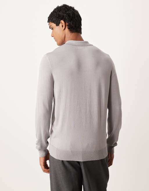 Polo gris de manga larga de punto de ASOS DESIGN, 3 de 5