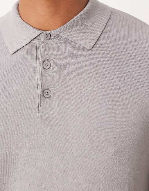 Polo gris de manga larga de punto de ASOS DESIGN, 4 de 5